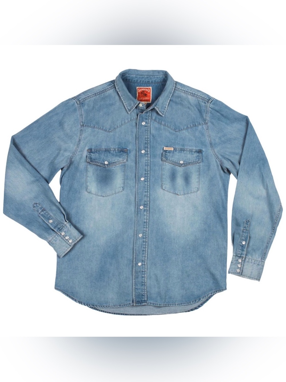 Sendero Casual Light Blue Denim Button-Down Shirt